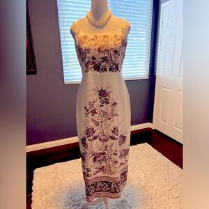 Christian Lacroix Floral Midi Dress - White and Purple